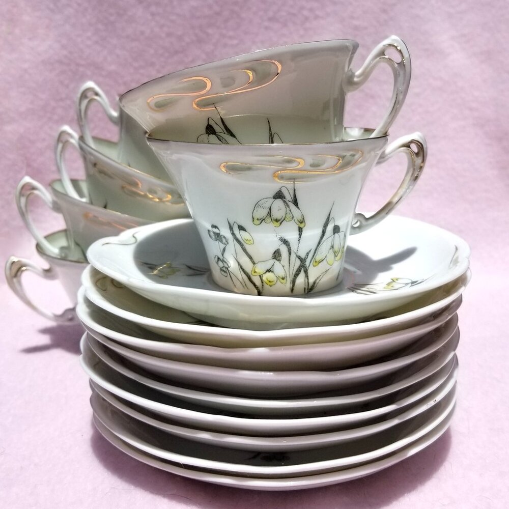 ROSENTHAL, B.R.C. RACINE Art Nouveau Tea cups Bone China.